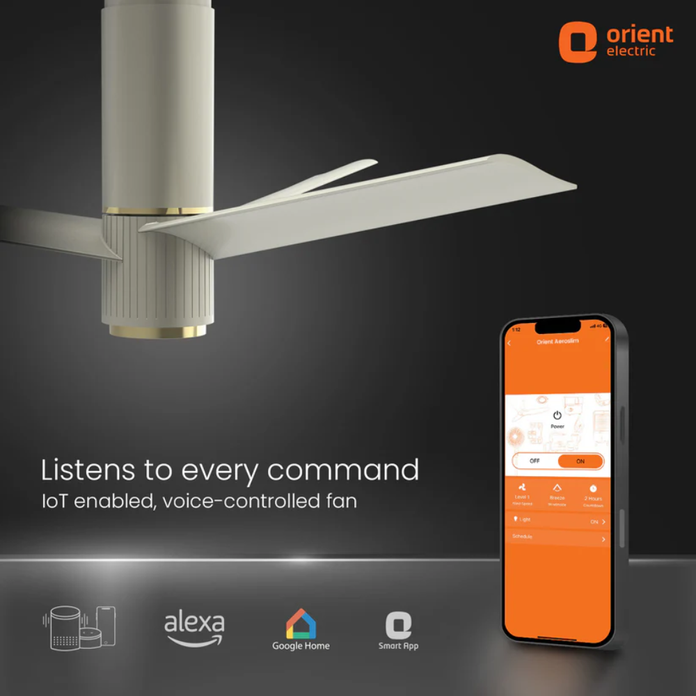 AEROSLIM IOT REMOTE FAN WITH LIGHT 1200MM DUNE GOLD